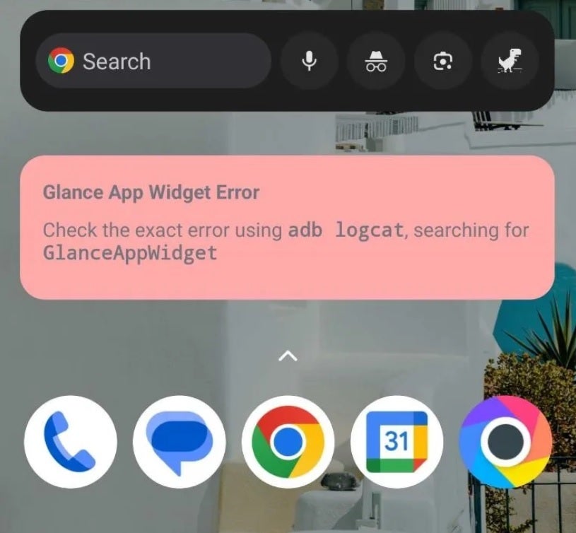 Der Screenshot zeigt, was mit vielen Android-Benutzern passiert, die versuchen, das Assistant At a Glance-Widget zu installieren.  Bildnachweis: Android Central – Assistant At a Glance-Widget stürzt auf verschiedenen Android-Telefonen ab