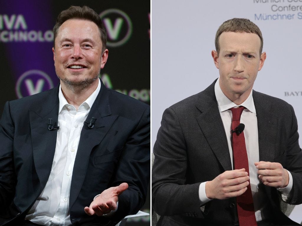 Elon Musk (links) und Mark Zuckerberg (rechts).