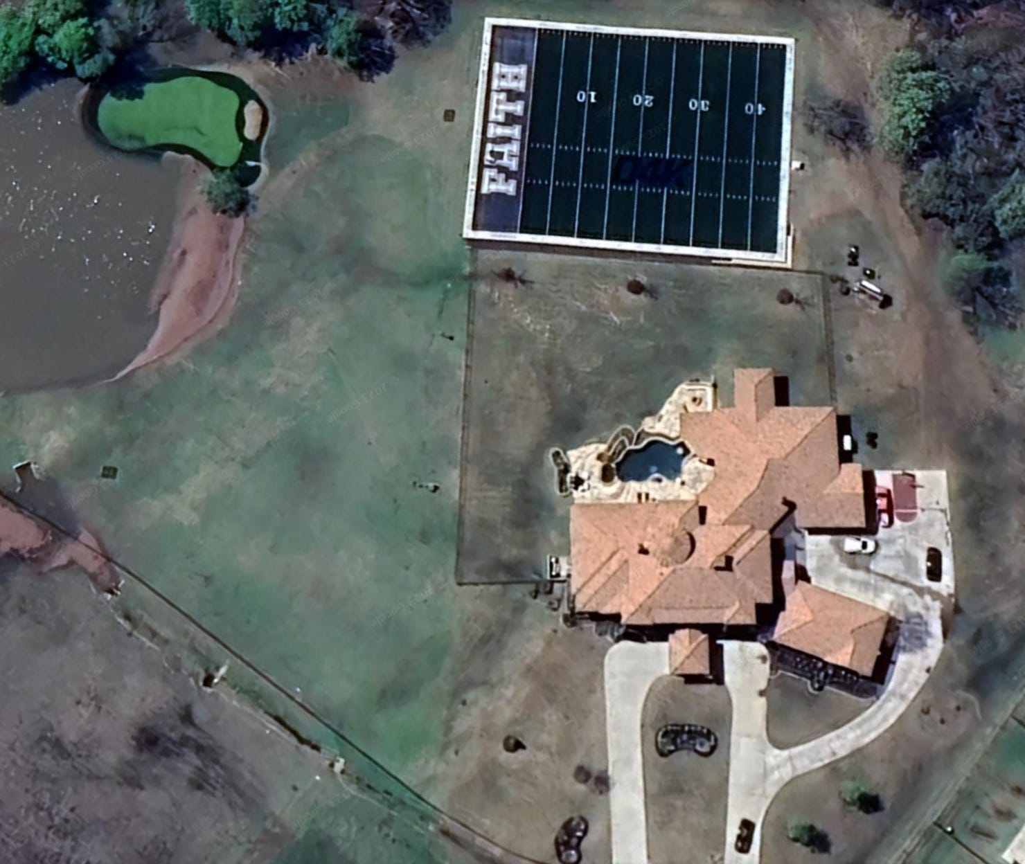 Eine Luftaufnahme von Dak Prescotts Haus in Plano, Texas.
