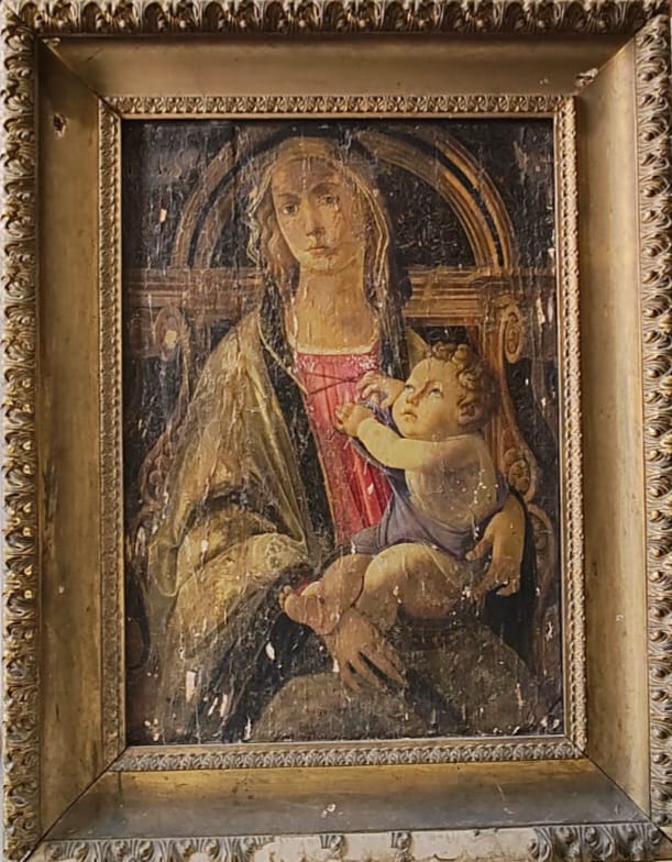 Nahaufnahme des Gemäldes der Jungfrau Maria und des Christuskindes