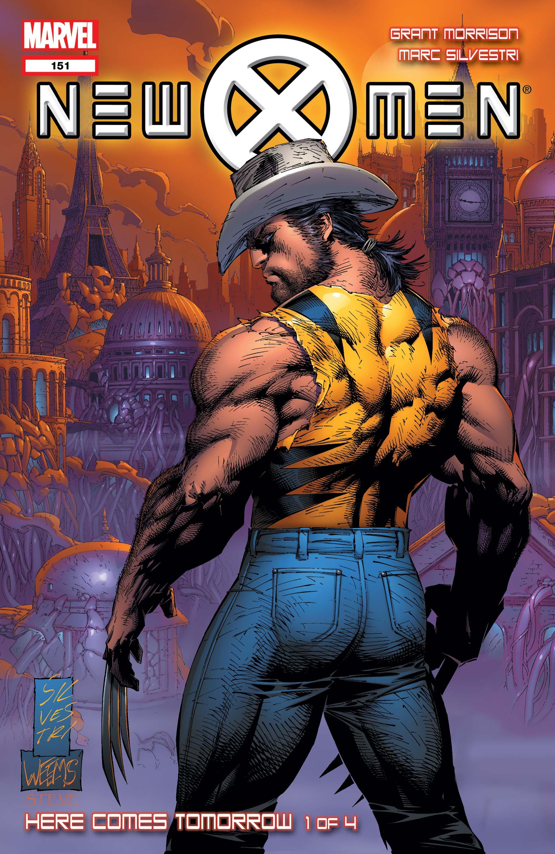Ein zukünftiger Wolverine auf dem Cover von Marc Silvestri, Joe Weems und Steve Firchow zu New X-Men #151
