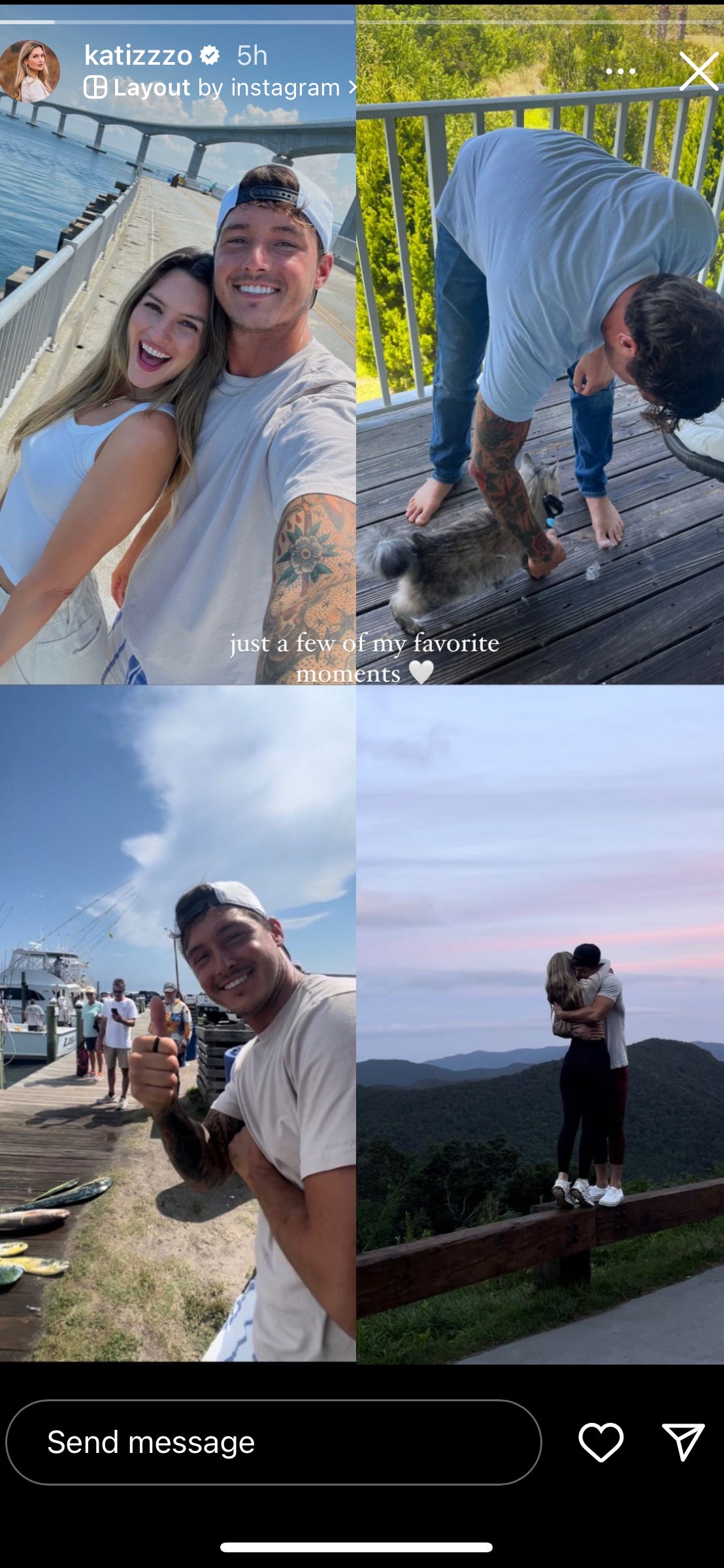 Eine Zusammenstellung von Bildern von Kat Izzo und John Henry, die in Kats Instagram-Geschichten mit der Überschrift „Nur ein paar meiner Lieblingsmomente“ geteilt wurden.