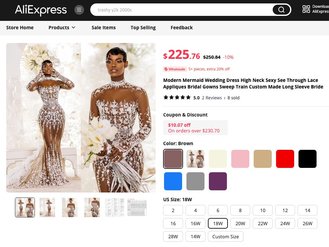 Ein Screenshot eines Kleides auf AliExpress.
