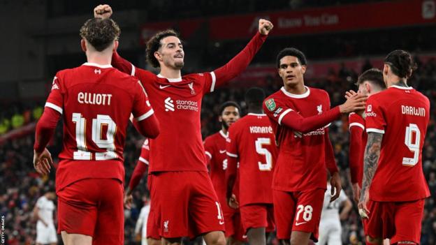 Liverpool-Spieler feiern den Sieg gegen West Ham