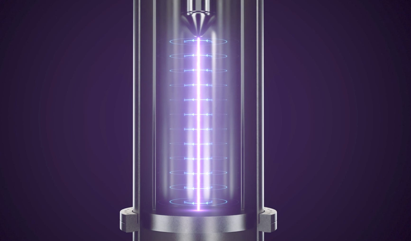 Illustration des Z-Pinch-Geräts von Zap Energy und wie es Plasma erzeugt.