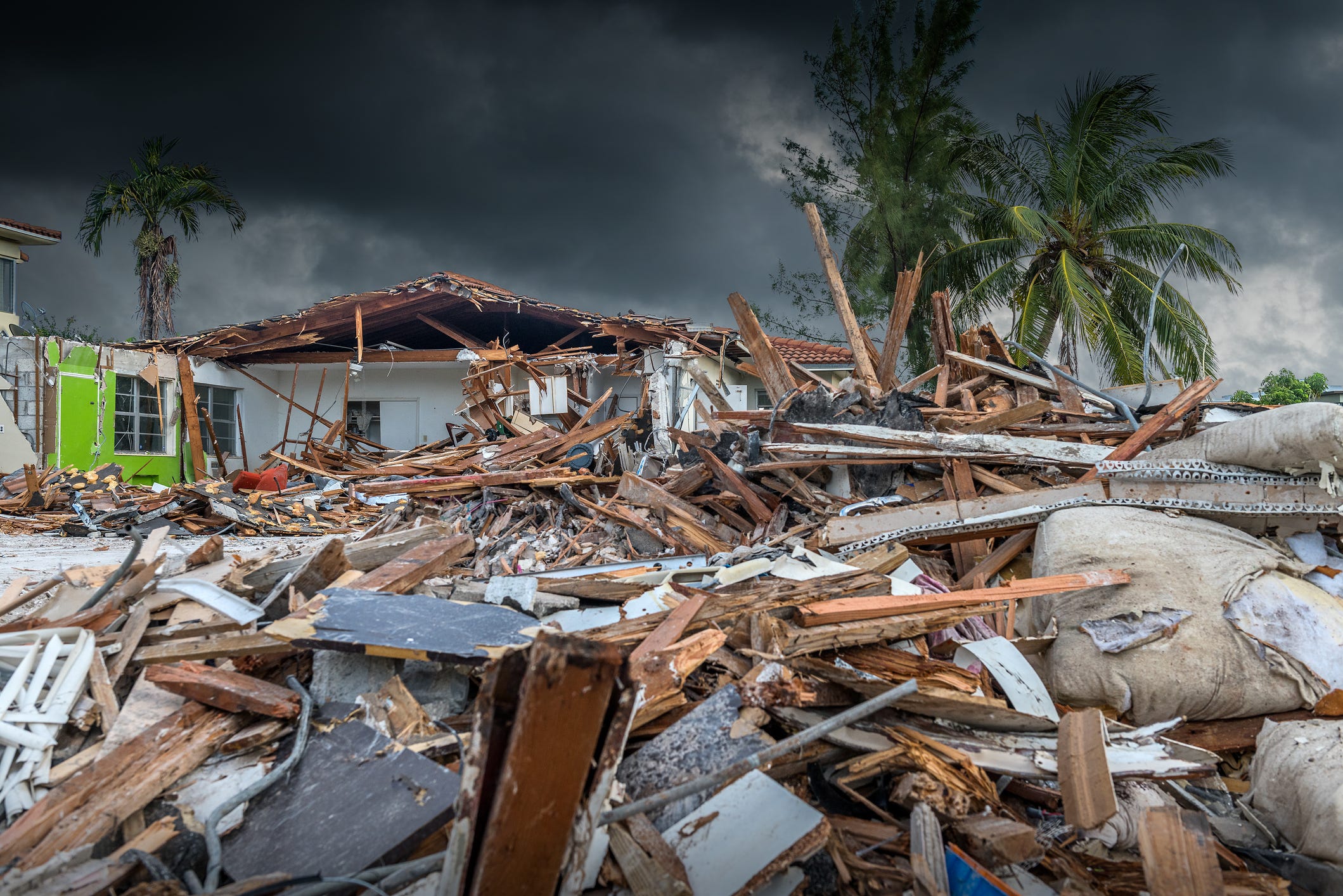 Haus in Florida durch einen vorbeiziehenden Hurrikan zerstört.