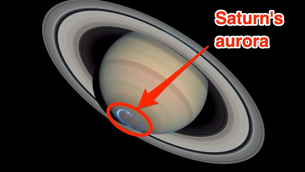 Hubble-Bild der Aurora des Saturn an seinen Polen.
