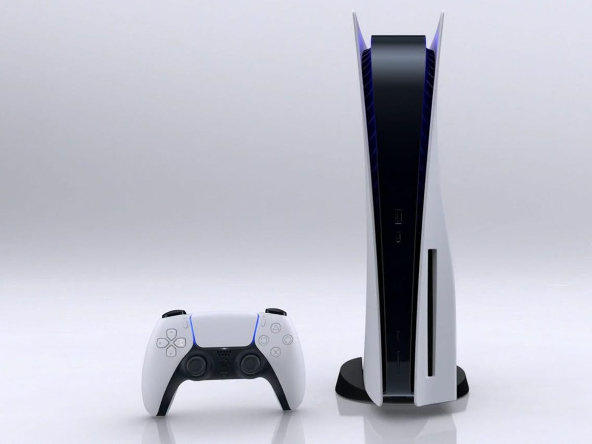 Sony Playstation 5-Konsole neben einem Controller.