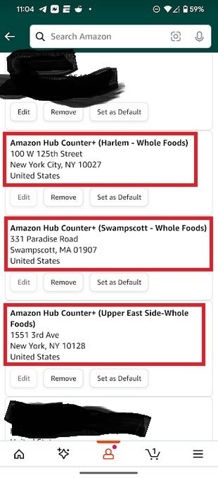 Diese Adressen stammen von Amazon für den Fall, dass Ihre Weihnachtseinkäufe an ein sicheres Schließfach geliefert werden sollen – Missverständnisse führen zu falschen Gerüchten, dass die Amazon-App gehackt wurde