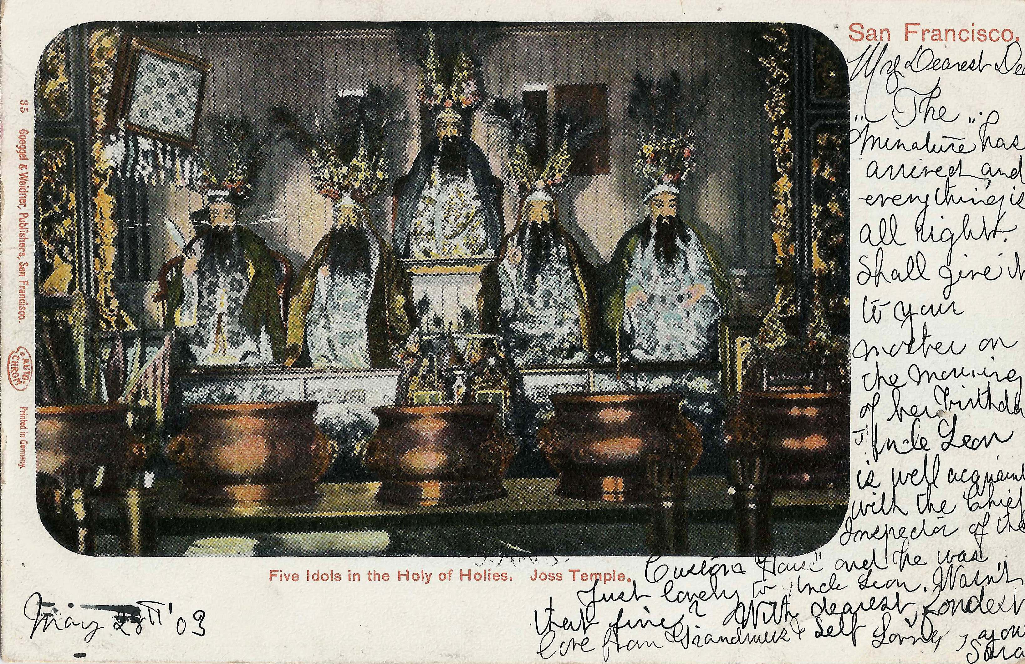 Postkarte mit Chinatown-Idolen in San Francisco