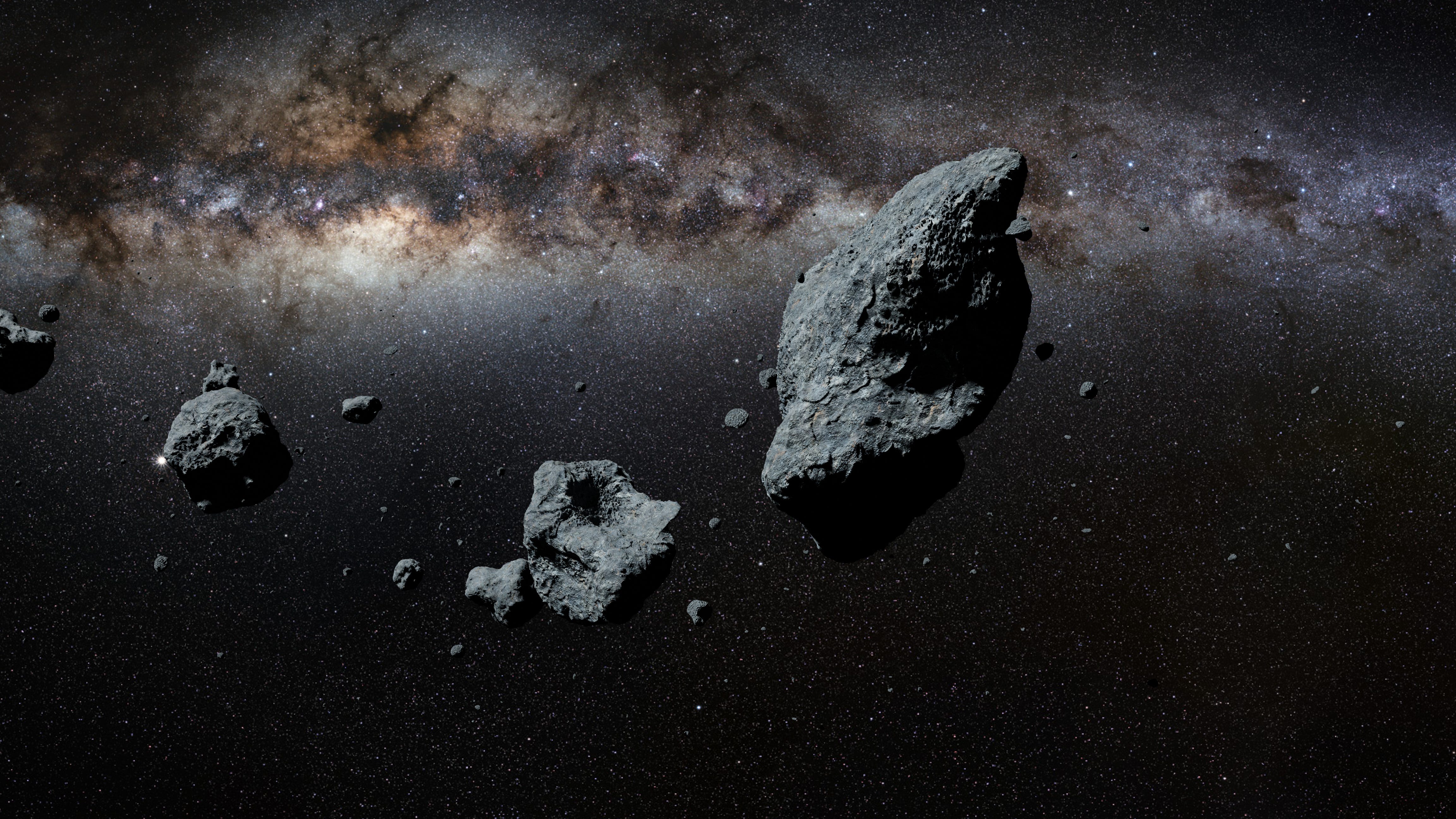 Bild einiger Asteroiden im Weltraum