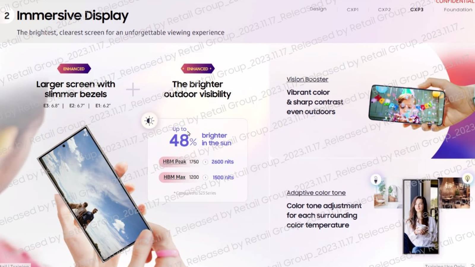 Gerüchten zufolge soll die Galaxy-S24-Familie über hellere Bildschirme verfügen – Guy veröffentlicht geheime Galaxy-S24-Folien, die Samsung den Mitarbeitern während eines Zoom-Meetings gezeigt hat