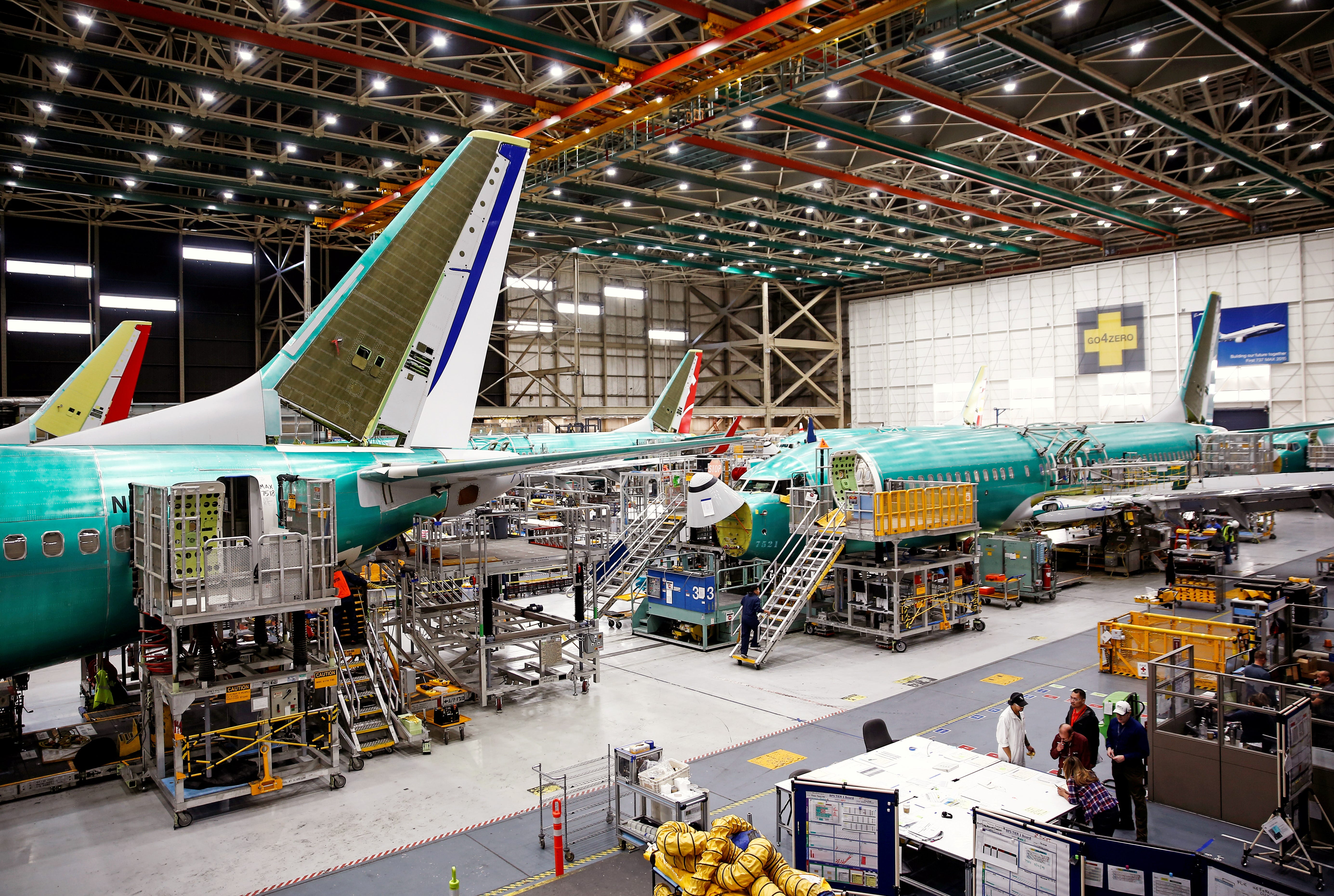 737 Max-Flugzeuge sind im Boeing-Werk in Renton, Washington, USA, am 27. März 2019 abgebildet. REUTERS/Lindsey Wasson