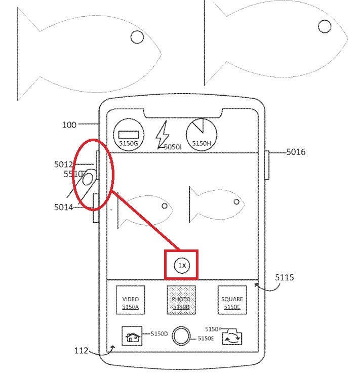 Abbildung aus dem Patent zeigt, wie bei einem Unterwasser-iPhone die Kamera mit der Lautstärketaste heranzoomen kann – Das letzte Woche an Apple erteilte Patent deutet darauf hin, dass ein wasserdichtes iPhone in Arbeit ist