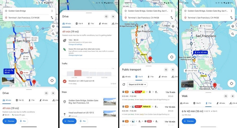 Bildnachweis: 9to5Google – Änderungen an der Google Maps-Benutzeroberfläche sollten dafür sorgen, dass Sie sich bei der Navigation auf Ihrer Reise weniger abgeschnitten fühlen