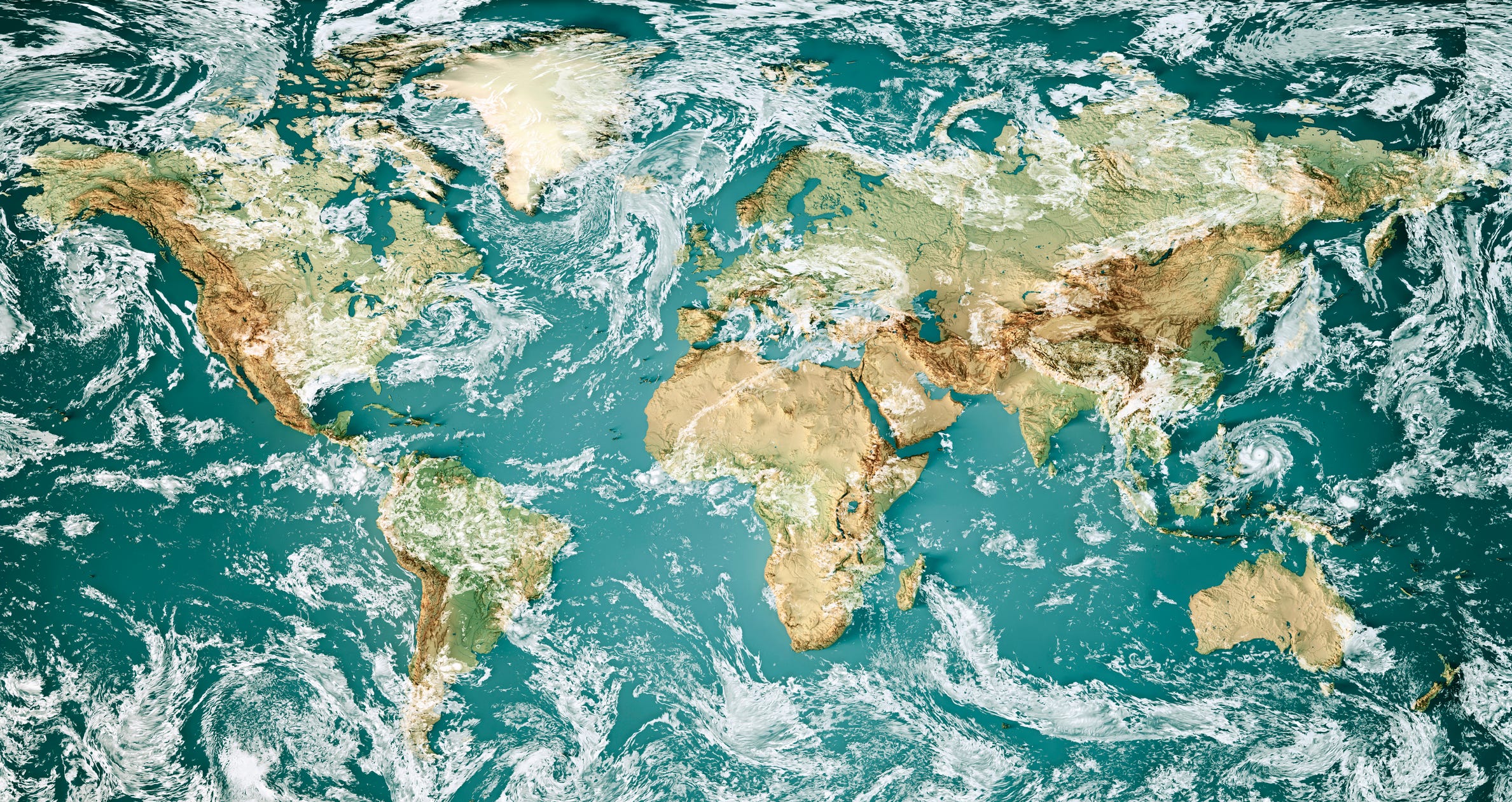 Topografische Karte der Welt.