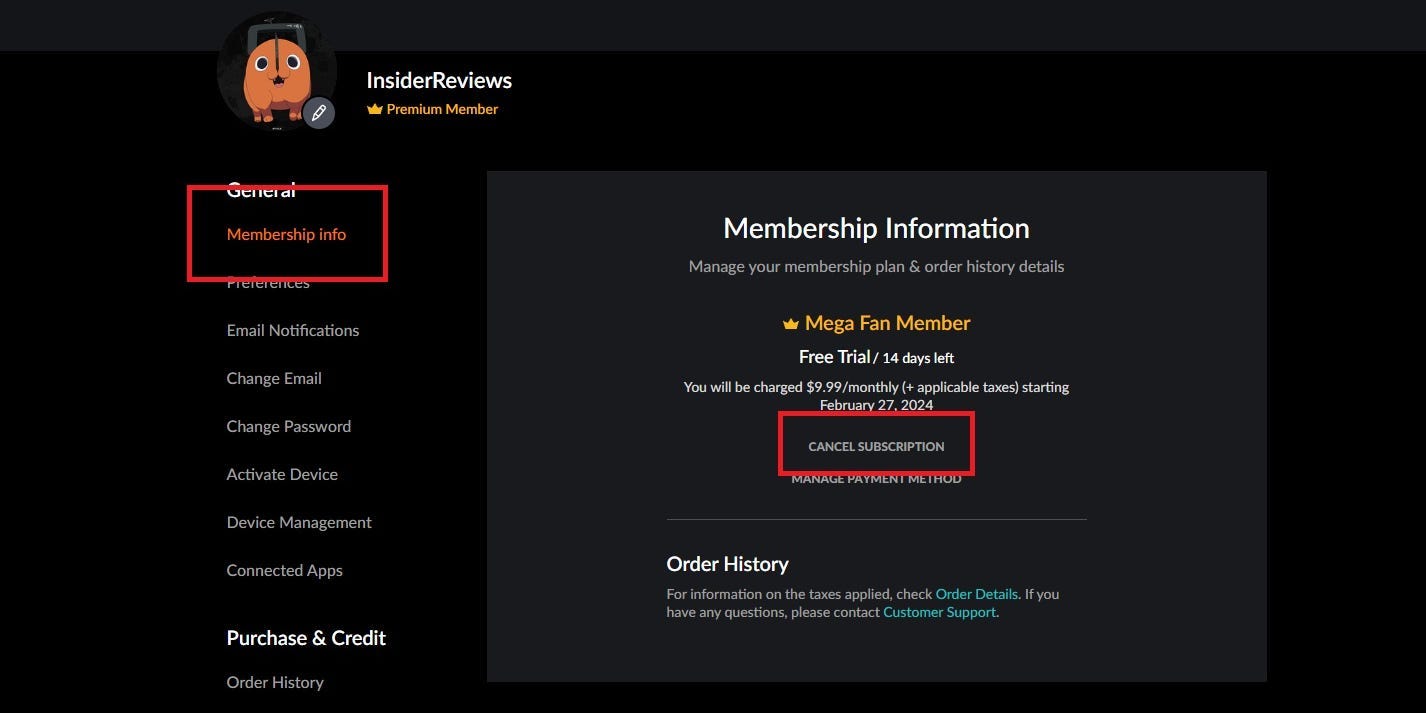 Informationen zur Mitgliedschaft im Crunchyroll-Premiumkonto und Kündigung des Abonnements 2024