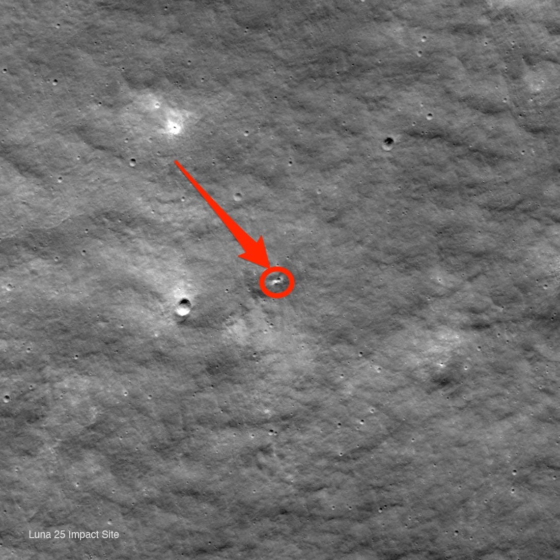 Neuer Krater auf dem Mond soll Ort des Absturzes des Luna-25-Landers sein.