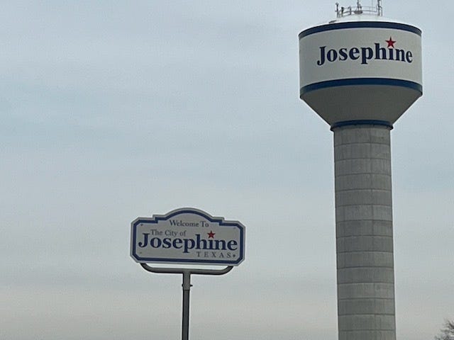 Ein „Willkommen bei Josephine“-Schild.