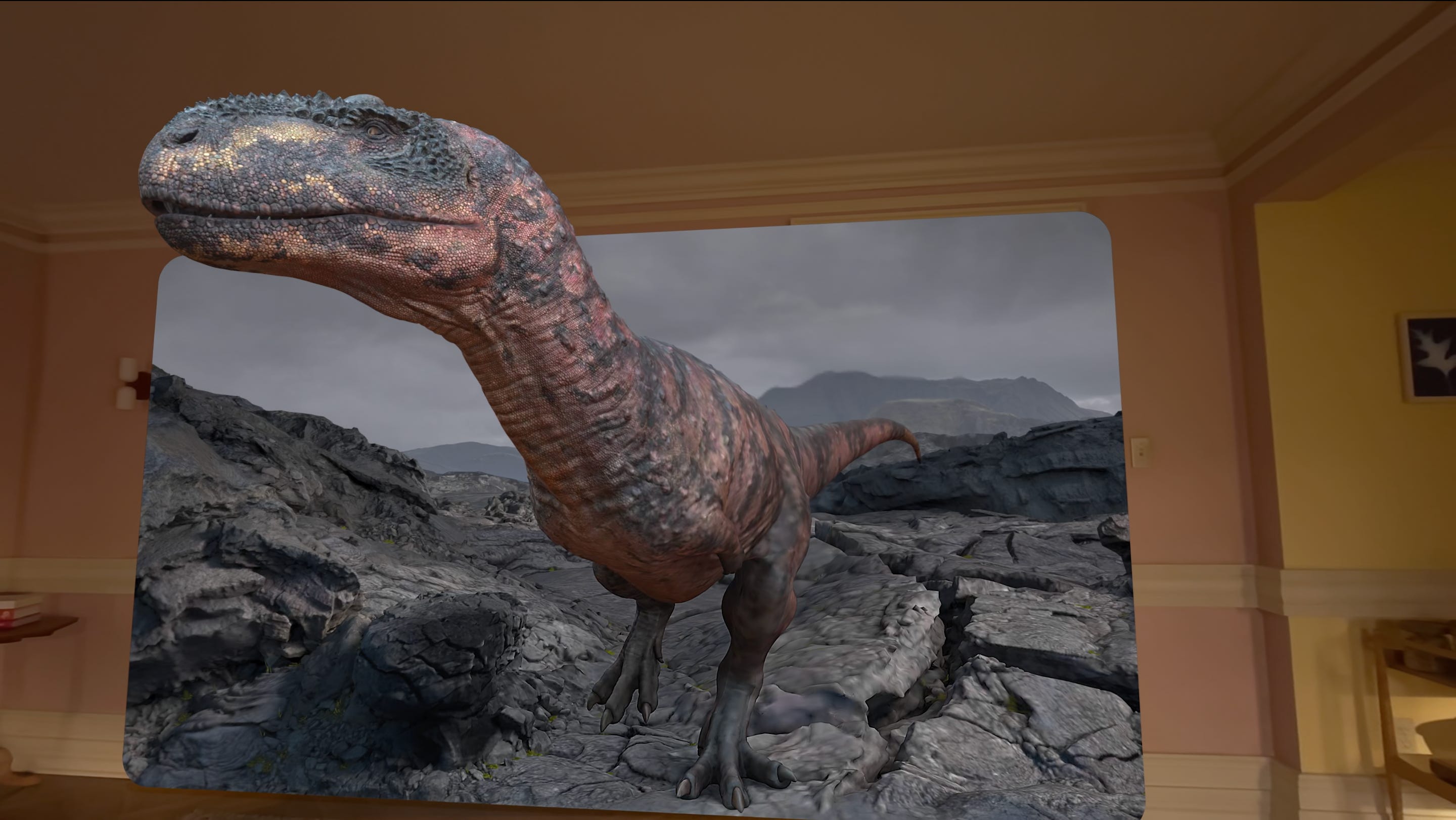 Ein Bild von „Encountering Dinosaurs“ auf dem Vision Pro.