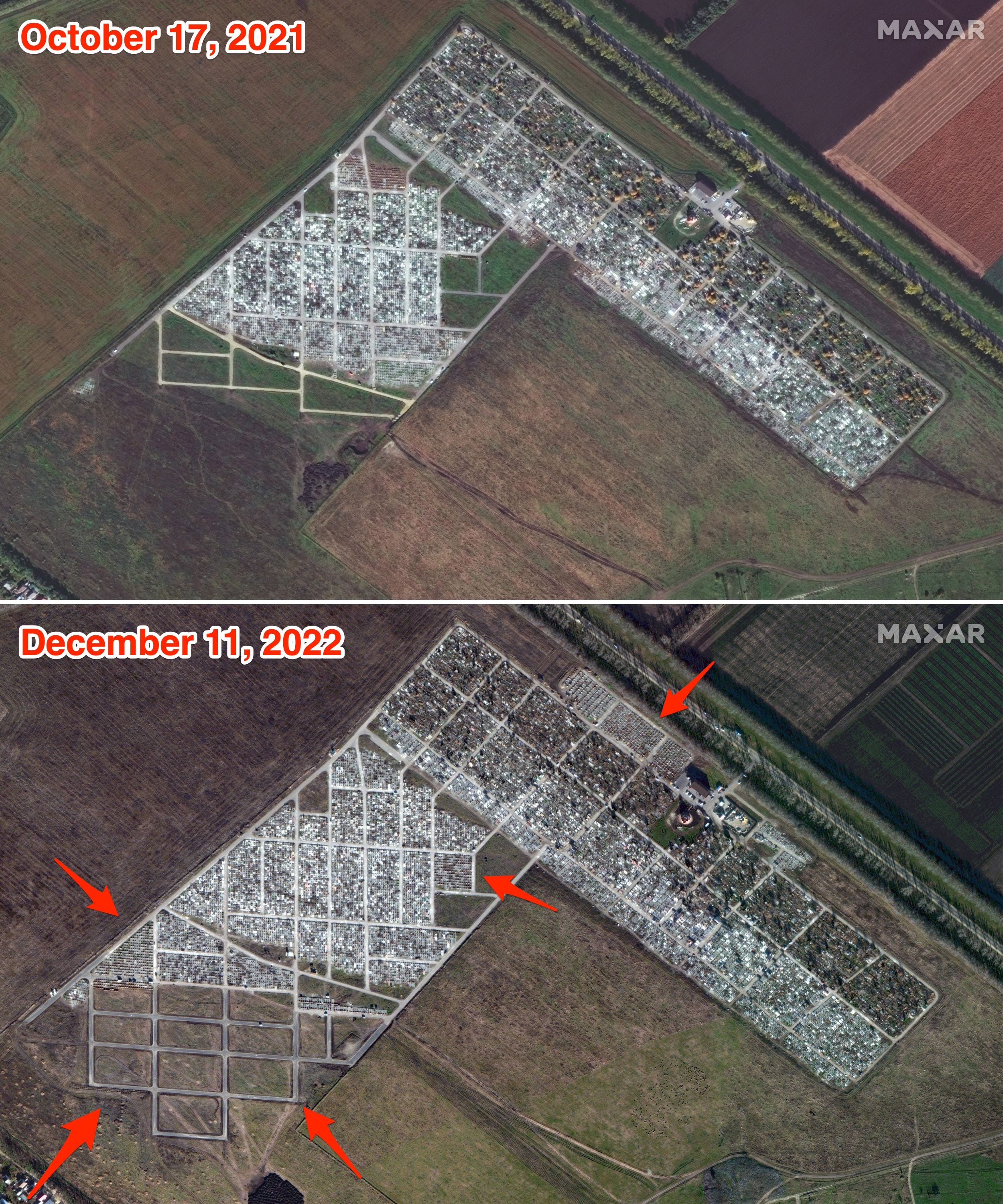 Satellitenbilder russischer Grabstätten