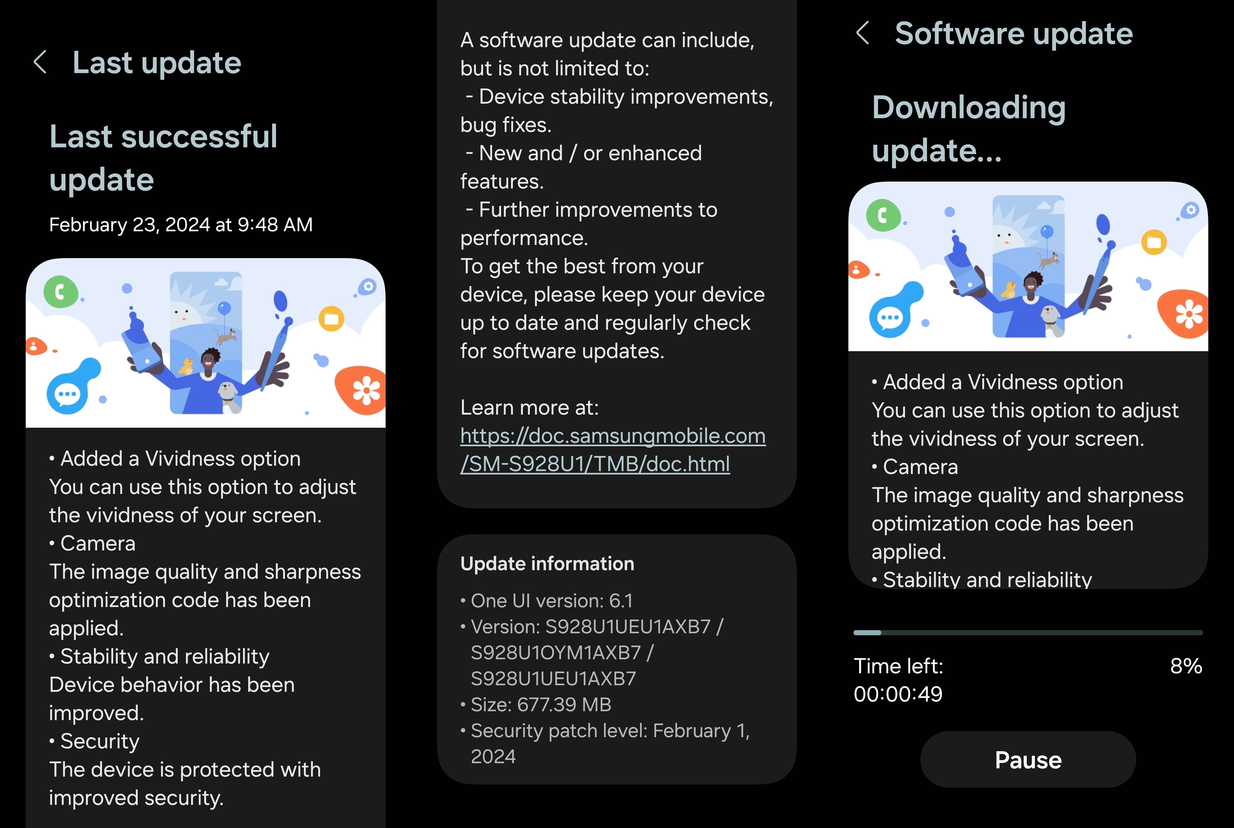 Galaxy S24 One UI 6.1-Update wird in den USA mit Kamera- und Bildschirmkorrekturen sowie Sicherheitspatch eingeführt