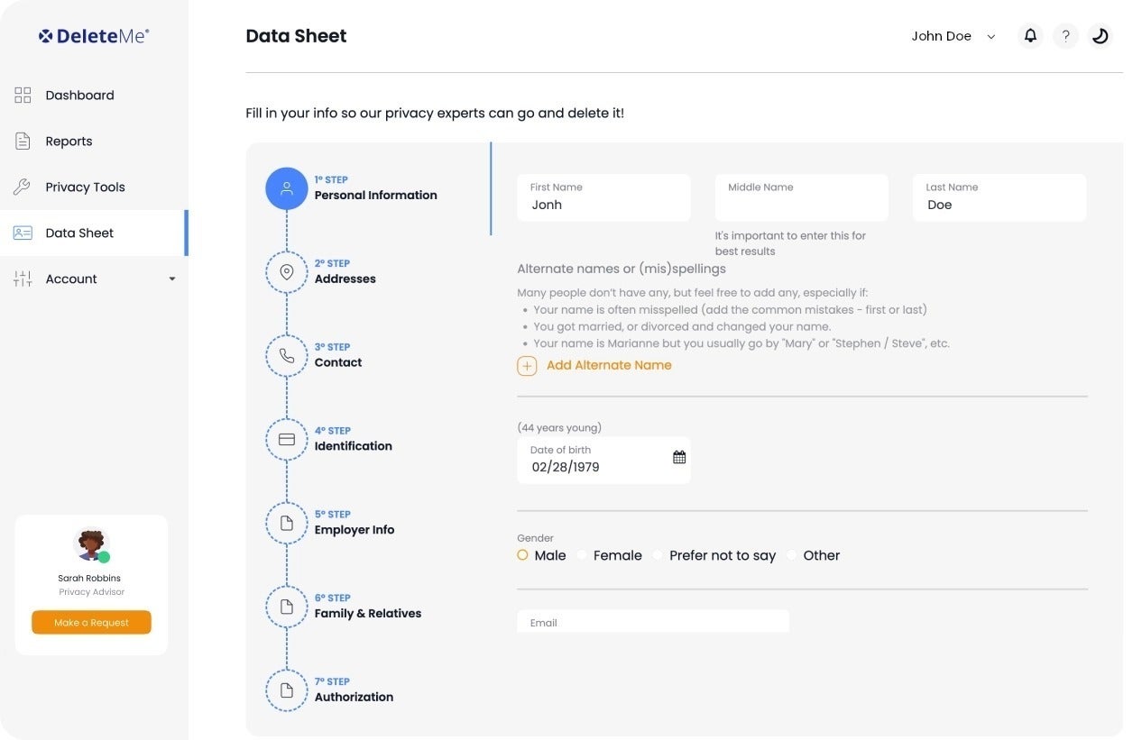 Dashboard „DeleteMe“ – So entfernen Sie Ihre Adresse aus dem Internet