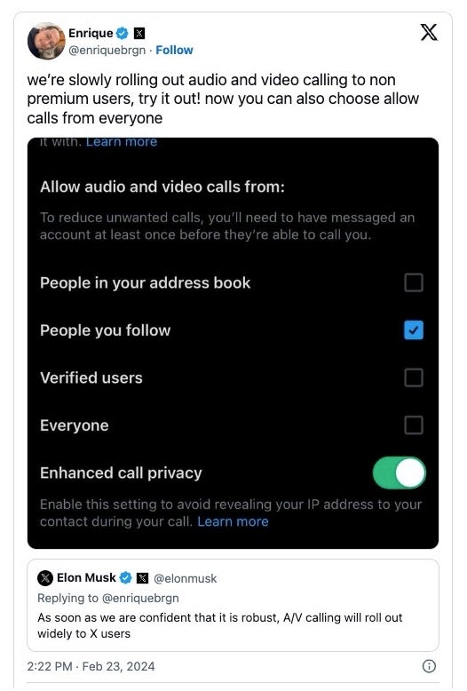 X (ehemals Twitter) erweitert Audio- und Videoanrufe auf alle Benutzer