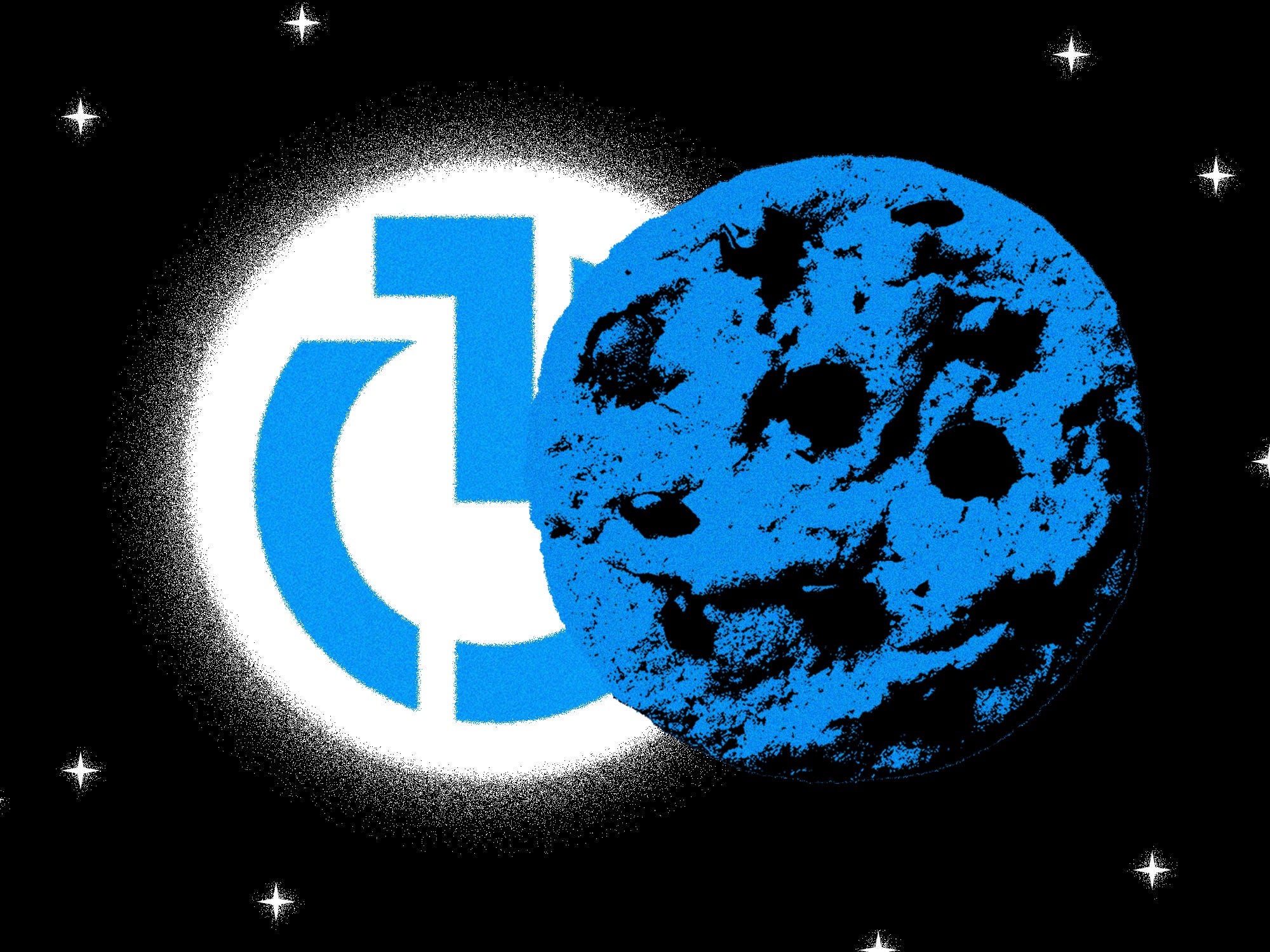 Das Trade-Desk-Logo als Mond und Keks, die eine Mondfinsternis erzeugen