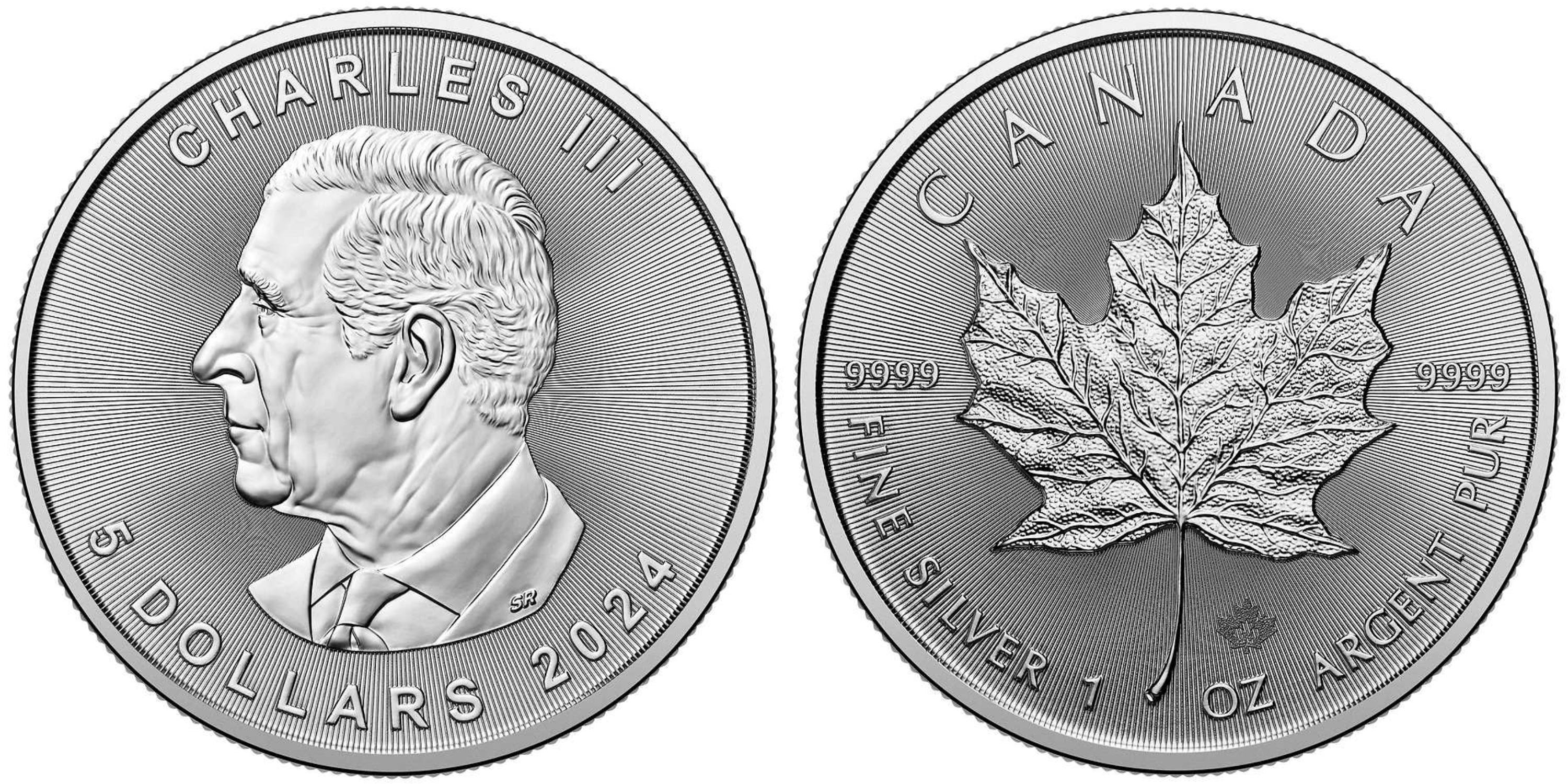Kopf und Schwanz der 5-CA-Silbermünze der Royal Canadian Mint