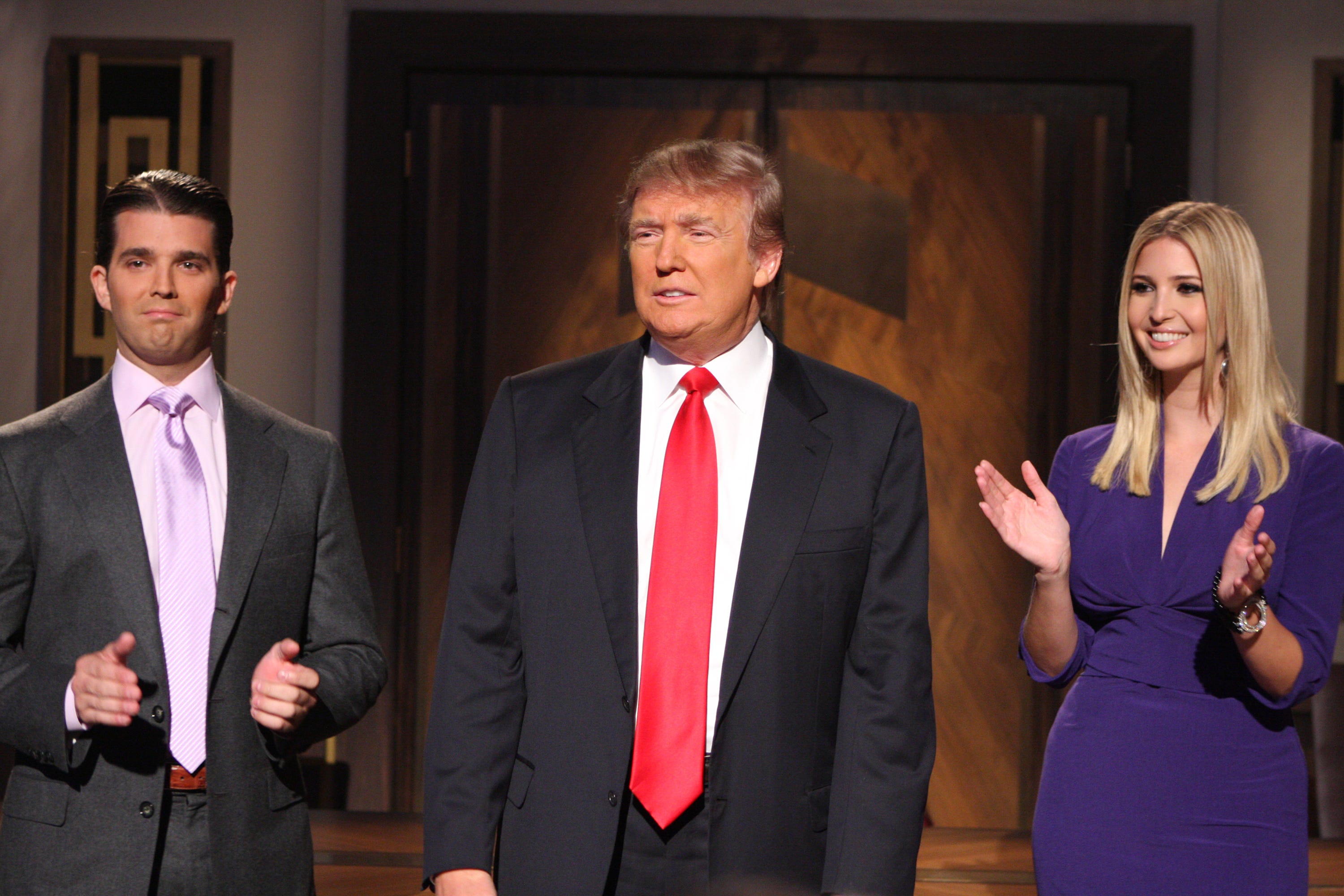 Don Jr., Donald Trump und Ivanka Trump in „The Celebrity Apprentice“ im Jahr 2009.