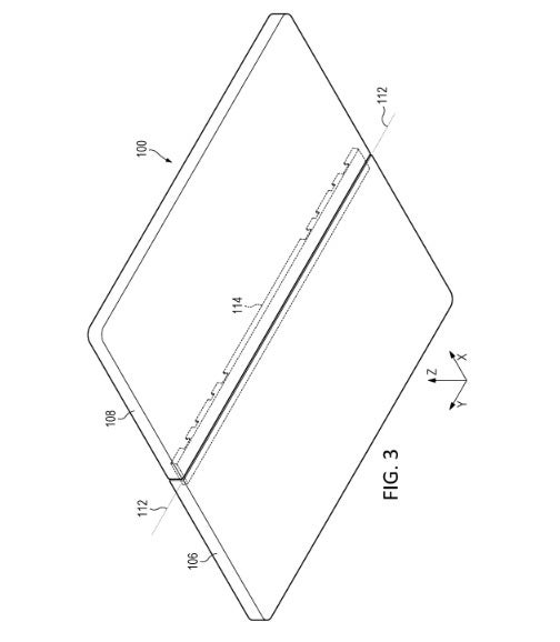 Illustration aus der Patentanmeldung von Microsoft – Die Patentanmeldung von Microsoft deutet darauf hin, dass ein echtes faltbares Telefon mit einem dünnen Formfaktor und mehr erhältlich sein wird