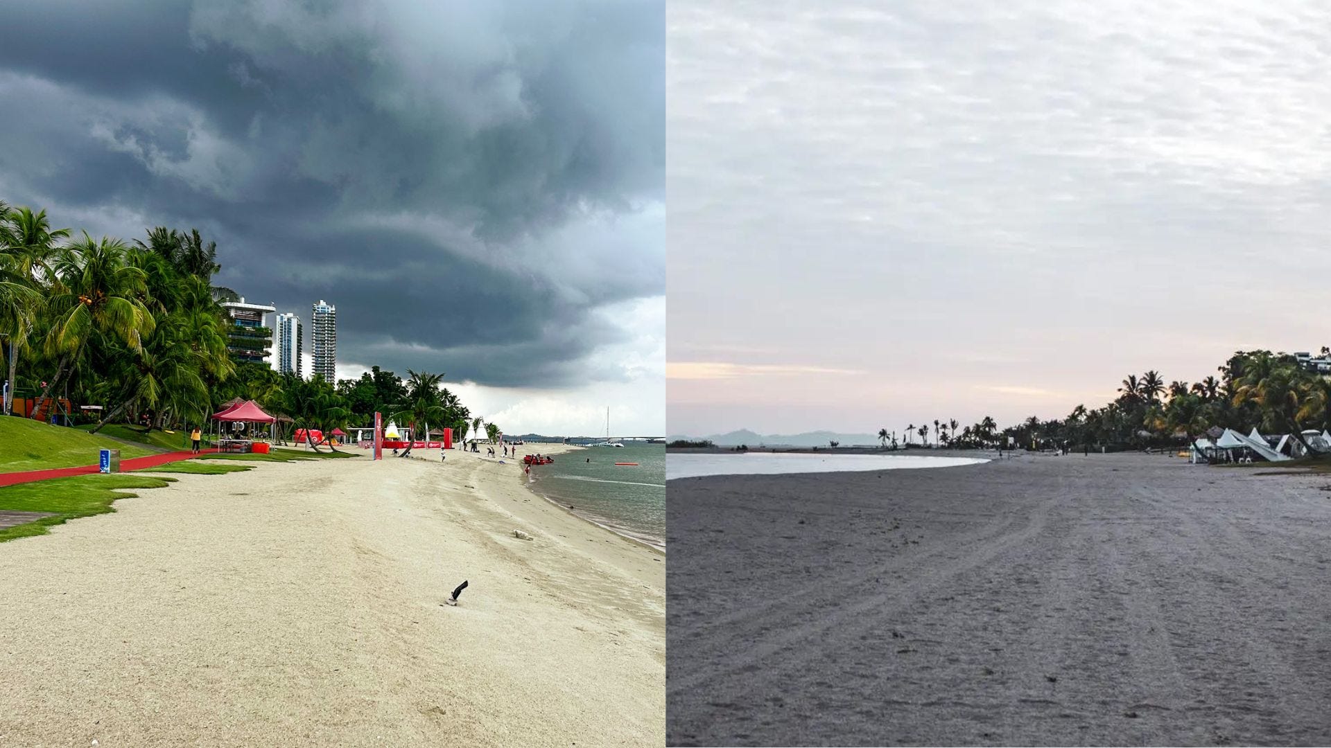 Vergleich des Strandes in Forest City zu verschiedenen Zeiten