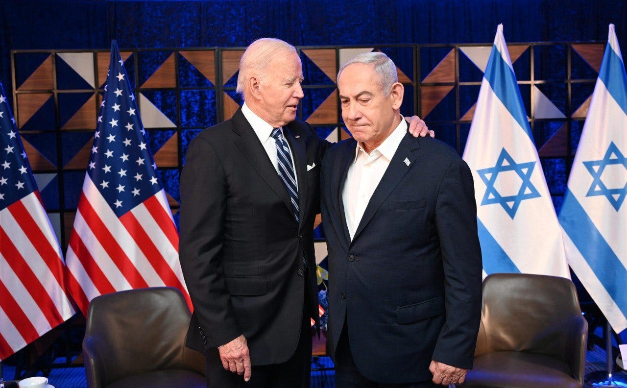 US-Präsident Joe Biden und Premierminister Benjamin Netanjahu treffen sich am 18. Oktober 2023 in Tel Aviv, Israel.
