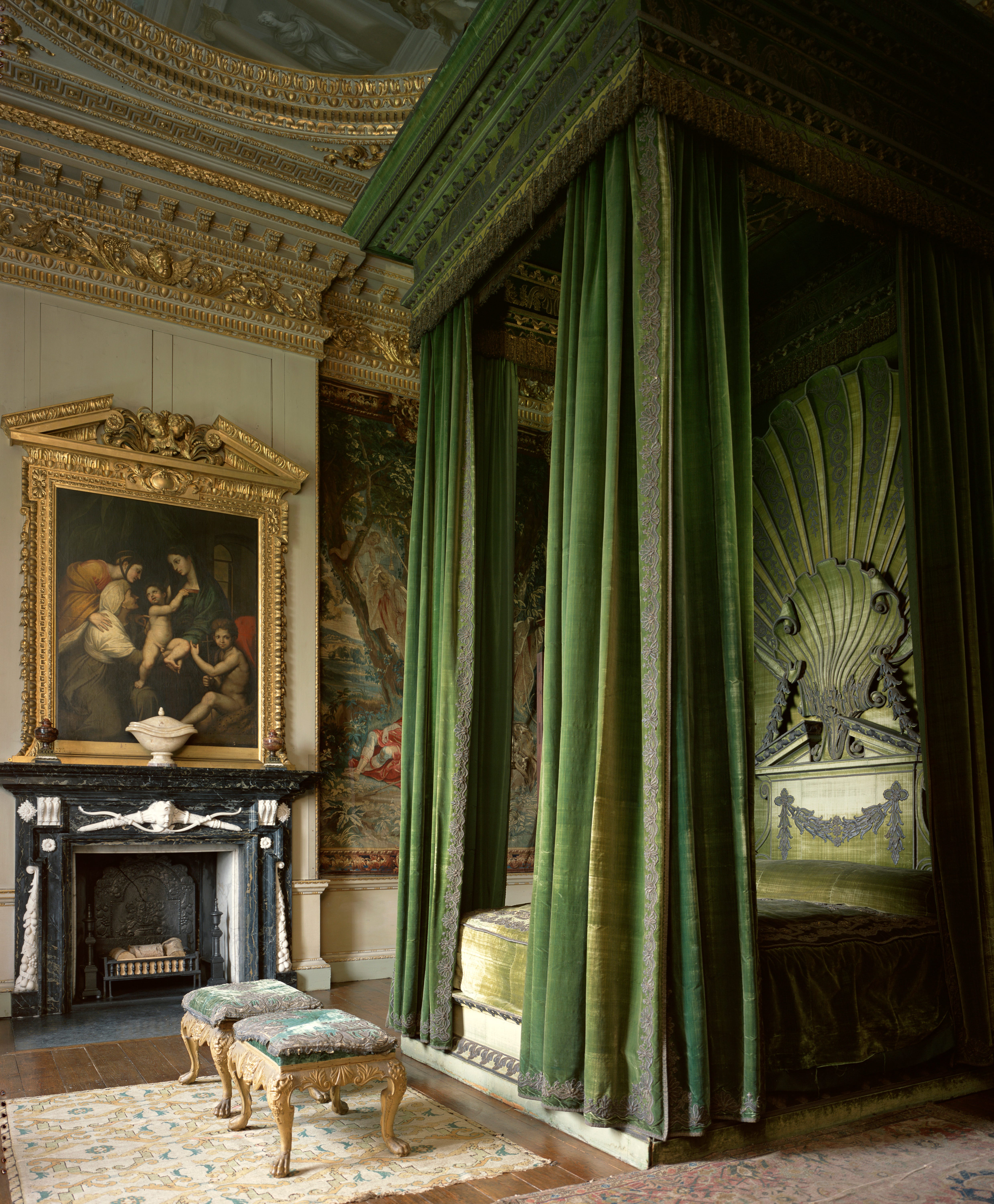 Das Green Velvet-Schlafzimmer in Houghton Hall.