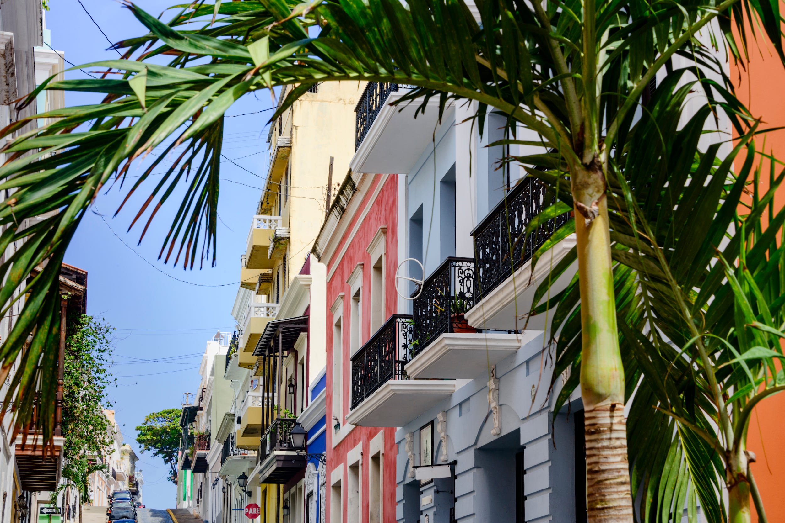 Häuser in der Altstadt von San Juan, Puerto Rico.
