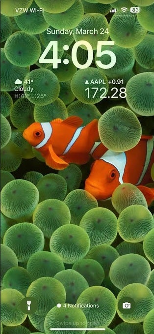 Das nostalgische Clownfisch-Hintergrundbild ist Teil dieses anpassbaren Sperrbildschirms – heißt es in einem Bericht "anpassbarer" Der Startbildschirm kommt mit iOS 18 auf das iPhone