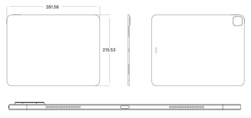 CAD-Zeichnung des 12,9-Zoll-iPad Pro (2024) mit OLED-Bildschirm – Leaker mit guter Erfolgsbilanz sagt, dass diese iPad-Modelle kein iPadOS 18 erhalten werden