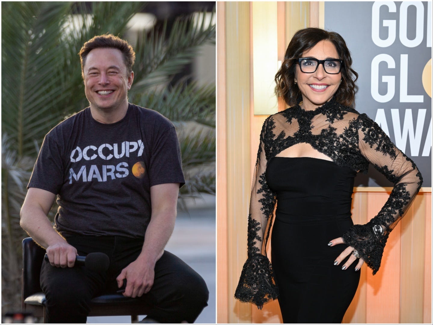 Elon Musk, links, ernannte Linda Yaccarino, rechts.