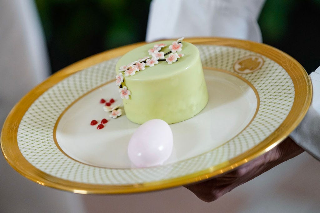 Ein Dessert bei der Vorschau auf das Staatsdinner im Weißen Haus in Japan