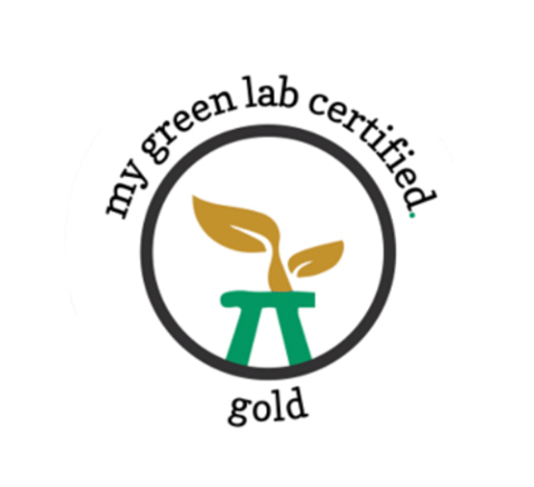 Ein Logo mit dem Text „My Green Lab Certified Gold“.
