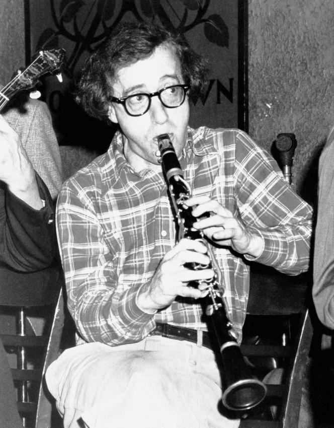 Woody Allen, playing the clarinet at a New York jazz club while the Academy Awards are being held elsewhere, April 3, 1978.