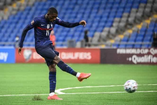 Ousmane Dembélé opened the scoring against Kazakhstan with a cross shot at the entrance to the penalty area.