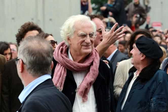 Director Bertrand Tavernier during the filming of the silent documentary 
