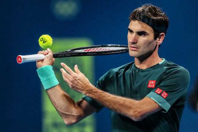 Tennis player Roger Federer during his match against Briton Dan Evans in Doha, Qatar on March 10, 2021.