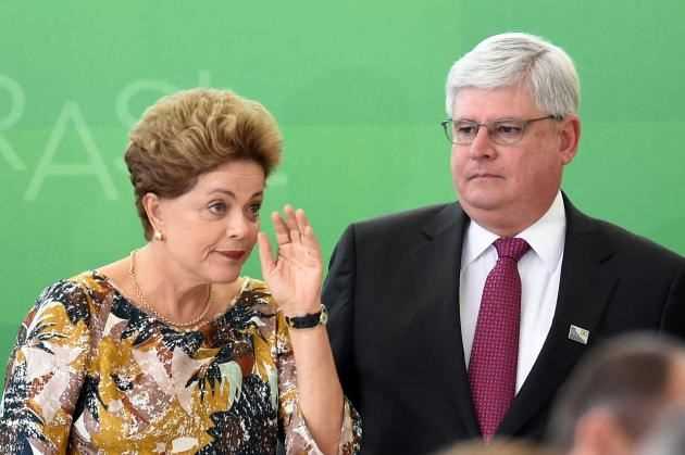 Dilma Rousseff, alors présidente du Brésil, et le procureur général de la République Rodrigo Janot, à Brasilia, le 17 septembre 2015.