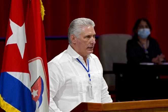Miguel Diaz-Canel, Cuban President, at the opening session of the 8th Congress of the Cuban Communist Party, April 18, in Havana.