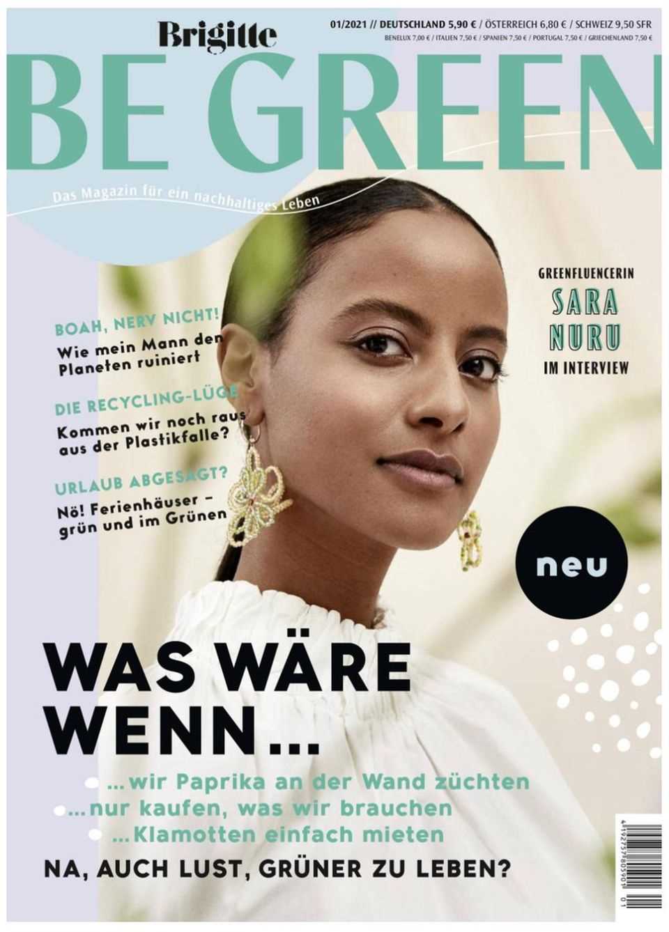 BE GREEN, BRIGITTE's new sustainability magazine for women who are interested in social, contemporary and, above all, environmental issues and who are looking for ways to bring their own life even more in harmony with nature.