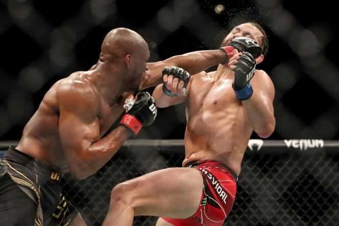 Jorge Masvidal (right) was knocked out by Kamaru Usman the second time the fight resumed.