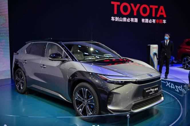 The Toyota bZ4X on display during the 19th Shanghai International Motor Show, April 20, 2021.